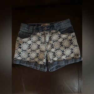 LEI Chelsea Blue Jean Shorts with White Lace